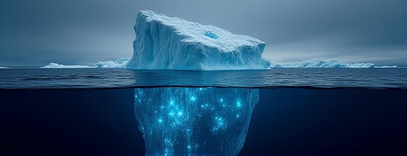 Conceptual visualization of the iceberg effect in business data
