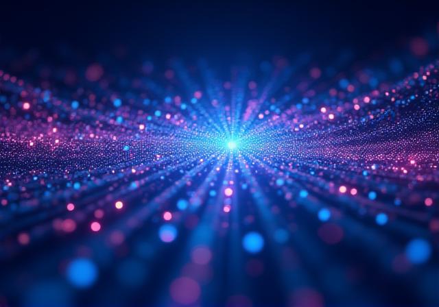 Abstract visualization of AI processing data streams into polished reports