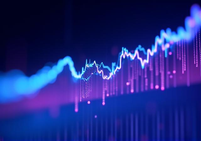 Abstract high-tech data visualization showing cost reduction curves