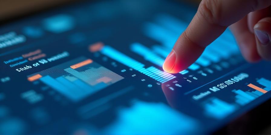 Close up of a modern interactive data dashboard with drill down metrics